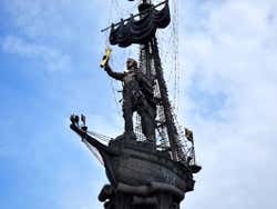 Close up of the statue of Peter the Great